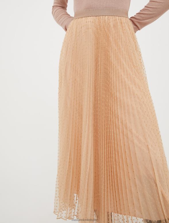 apģērbu 8VJP786 ziloņkauls kroku džersija tilla midi svārki sievietes MAX&Co.