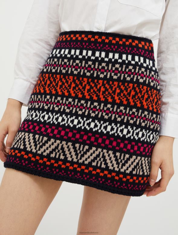 apģērbu 8VJP795 rudzupuķu zils Vilnas maisījuma žakarda mini svārki sievietes MAX&Co.