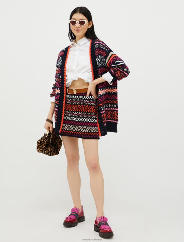 apģērbu 8VJP795 rudzupuķu zils Vilnas maisījuma žakarda mini svārki sievietes MAX&Co.