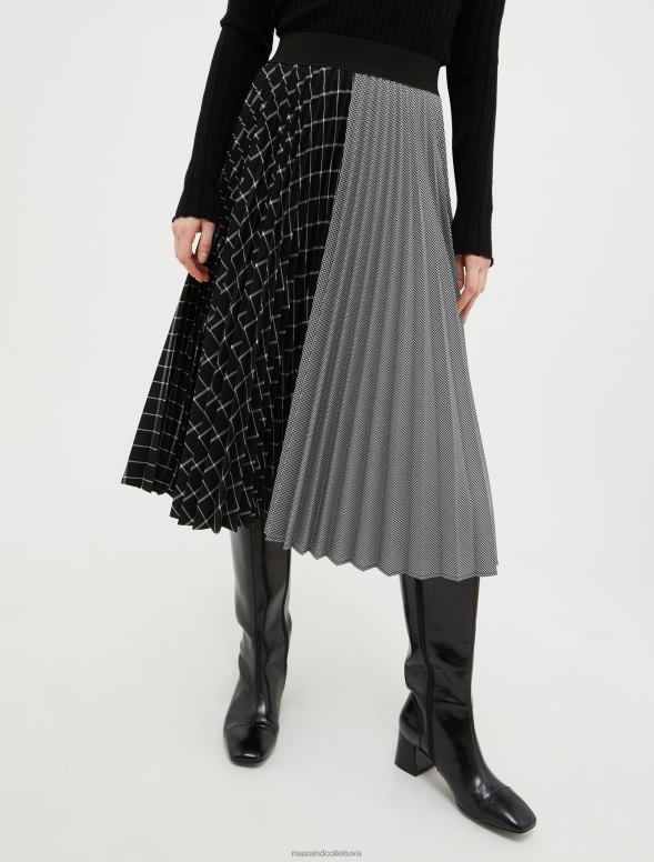 apģērbu 8VJP796 melns raksts kroku raibsvārki sievietes MAX&Co.