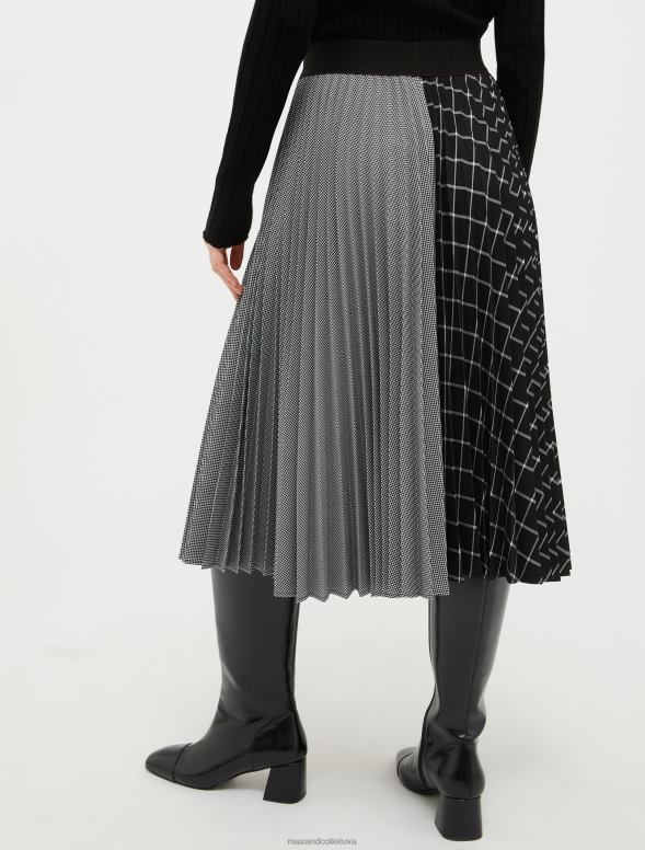 apģērbu 8VJP796 melns raksts kroku raibsvārki sievietes MAX&Co.