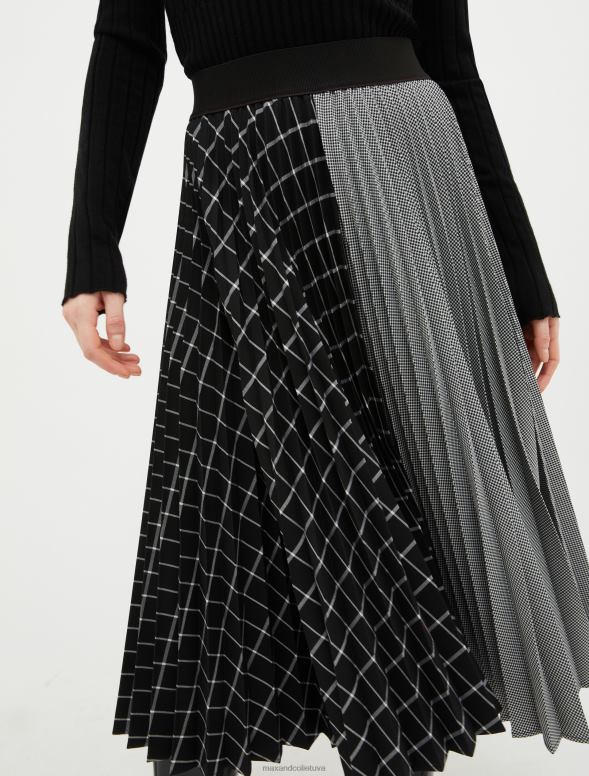 apģērbu 8VJP796 melns raksts kroku raibsvārki sievietes MAX&Co.