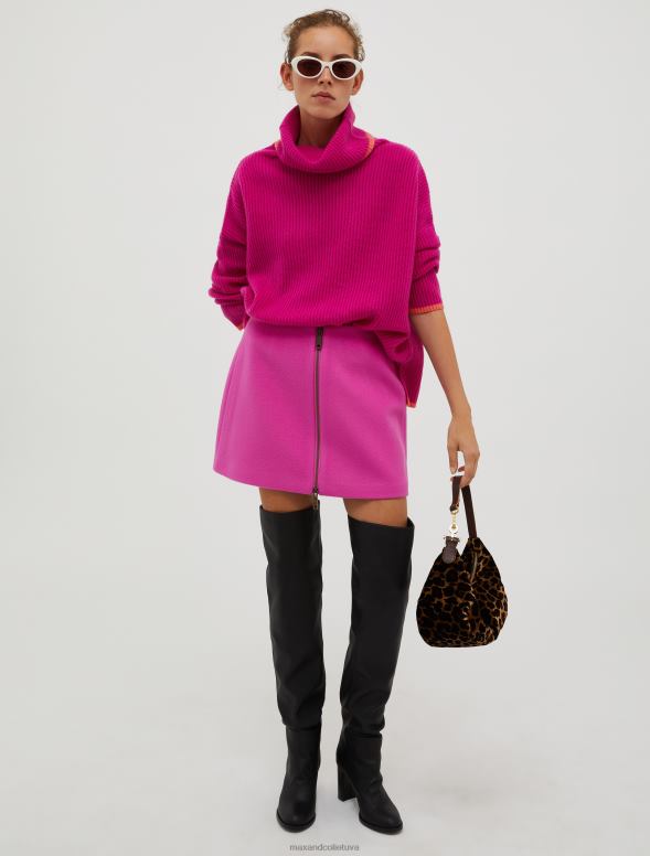 apģērbu 8VJP797 šokējoši rozā vilnas-plaša auduma mini svārki sievietes MAX&Co.