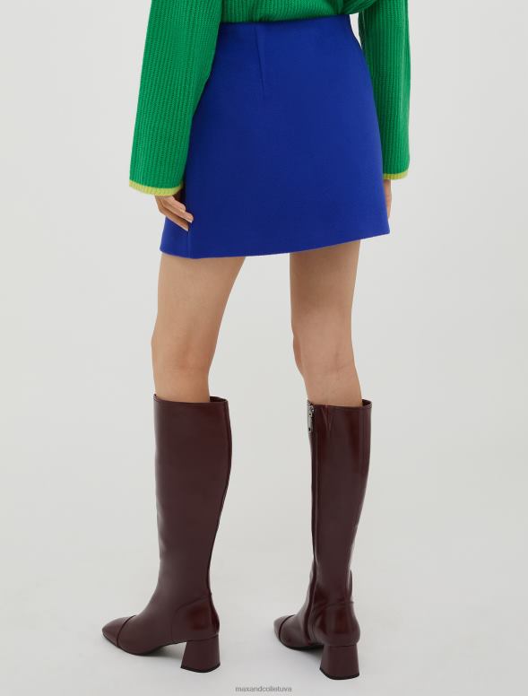 apģērbu 8VJP798 Ķīnas zils vilnas-plaša auduma mini svārki sievietes MAX&Co.