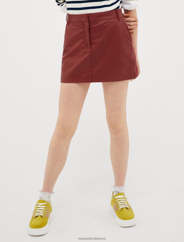 apģērbu 8VJP800 bordo nappa ādas un džersija mini svārki sievietes MAX&Co.