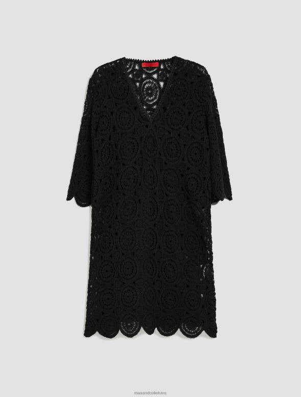 apģērbu 8VJP101 melns makramē džersija kleita sievietes MAX&Co.
