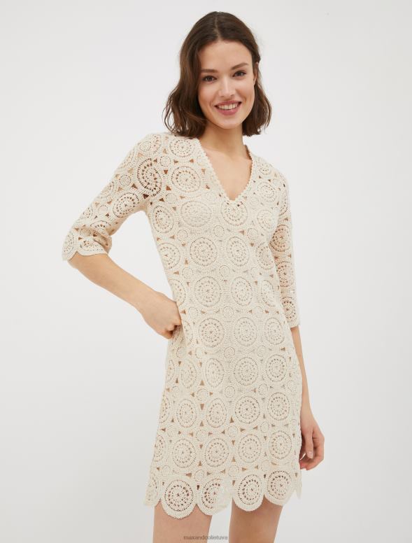 apģērbu 8VJP102 balts makramē džersija kleita sievietes MAX&Co.