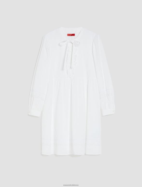 apģērbu 8VJP104 balts kokvilnas kleita ar mežģīņu detaļām sievietes MAX&Co.