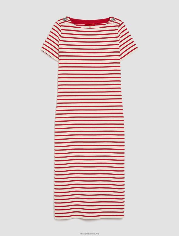 apģērbu 8VJP106 sarkans bretoņu svītru kreklu kleita sievietes MAX&Co.