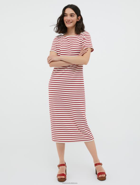 apģērbu 8VJP106 sarkans bretoņu svītru kreklu kleita sievietes MAX&Co.