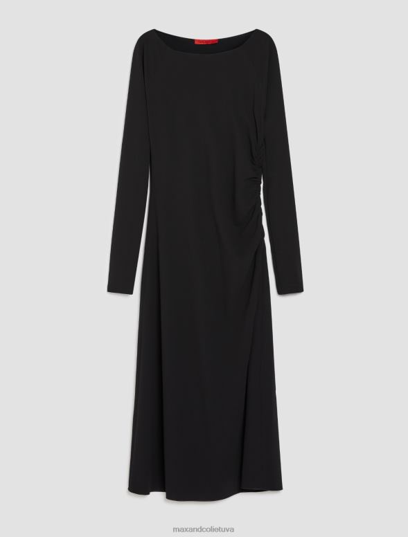 apģērbu 8VJP108 melns asimetriska džersija midi kleita sievietes MAX&Co.