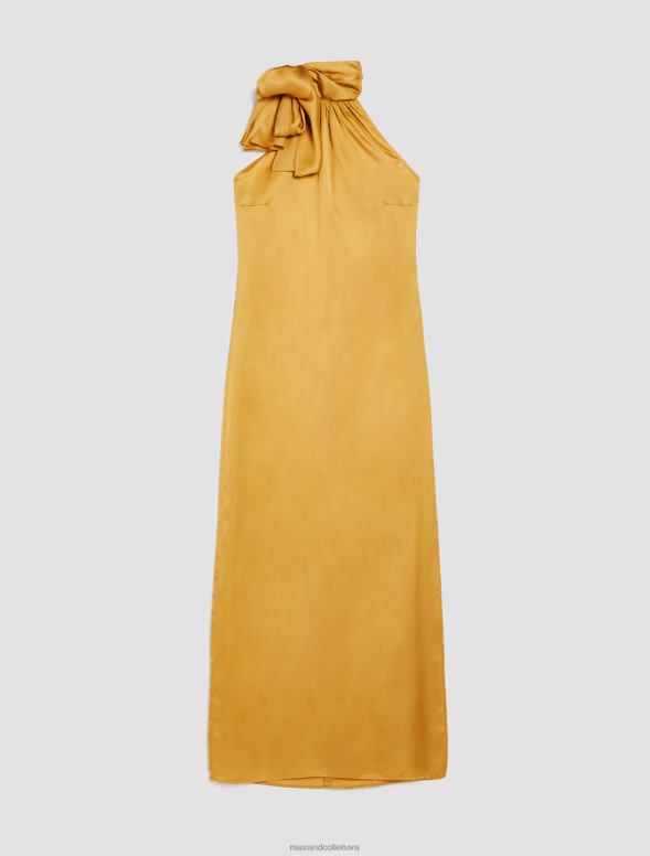 apģērbu 8VJP10 sinepes satīna kleita bez pleciem sievietes MAX&Co.