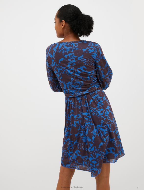apģērbu 8VJP113 pusnakts zils ziedu džersija kleita sievietes MAX&Co.