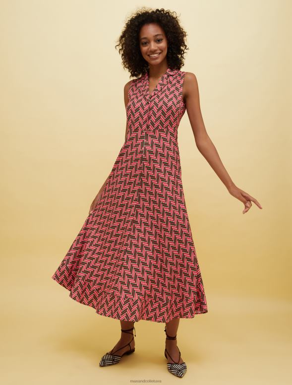 apģērbu 8VJP114 fuksijas raksts cilvēki, vietas, krāsa sable kleita sievietes MAX&Co.