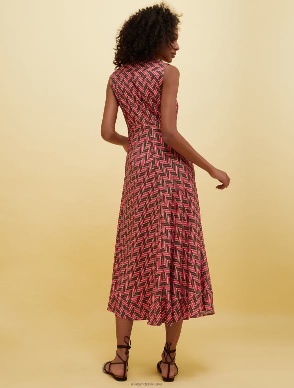 apģērbu 8VJP114 fuksijas raksts cilvēki, vietas, krāsa sable kleita sievietes MAX&Co.