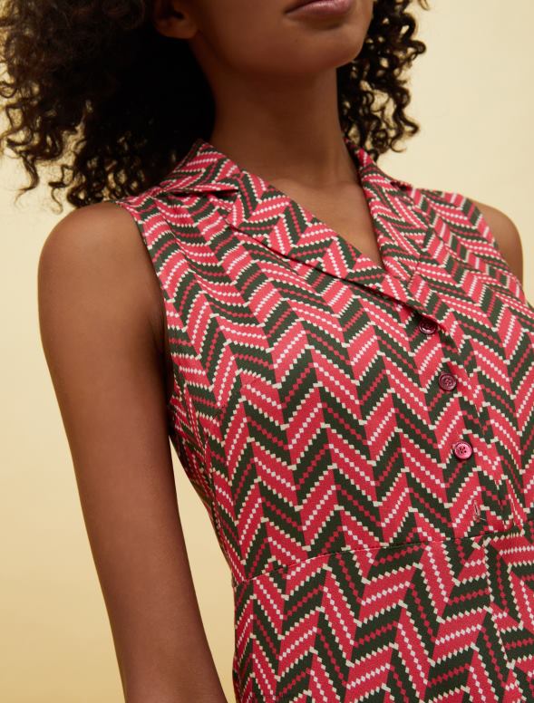 apģērbu 8VJP114 fuksijas raksts cilvēki, vietas, krāsa sable kleita sievietes MAX&Co.