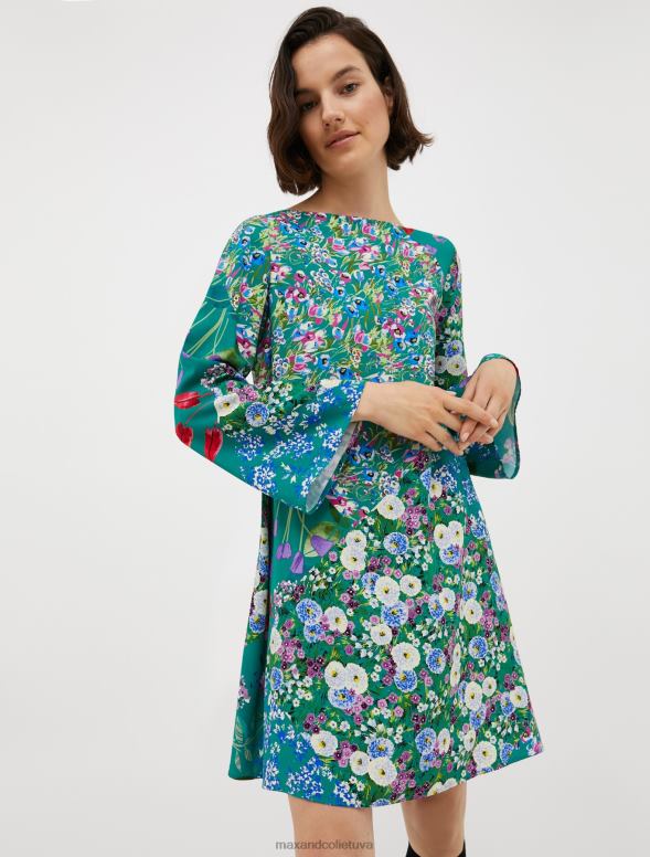 apģērbu 8VJP116 fantasia verde smeraldo sarža tunikas kleita sievietes MAX&Co.