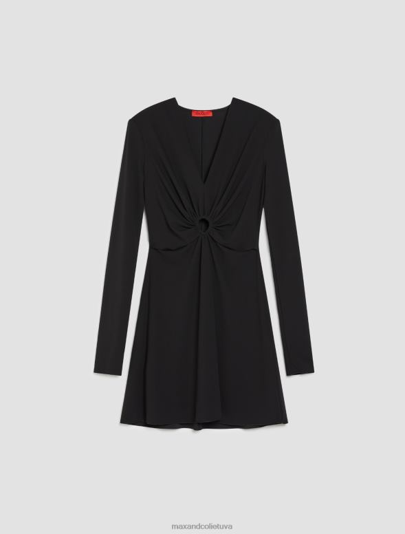 apģērbu 8VJP118 melns drapēta džersija kleita sievietes MAX&Co.