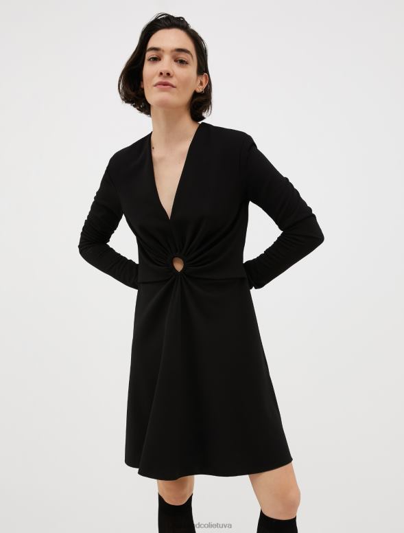 apģērbu 8VJP118 melns drapēta džersija kleita sievietes MAX&Co.