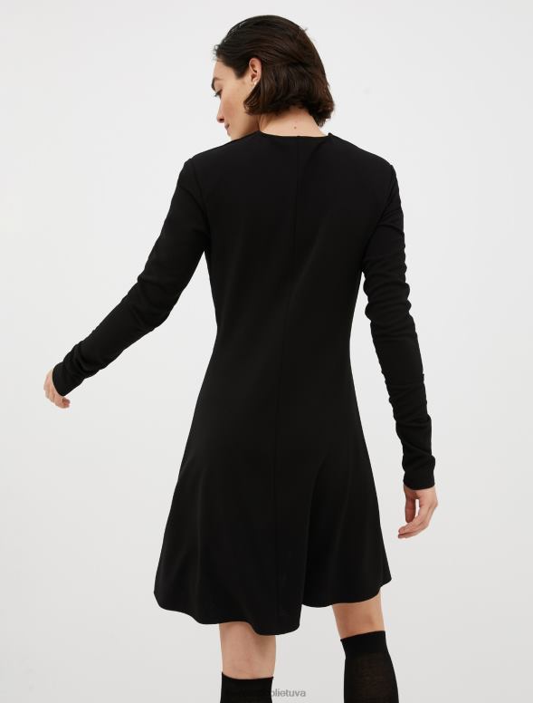 apģērbu 8VJP118 melns drapēta džersija kleita sievietes MAX&Co.