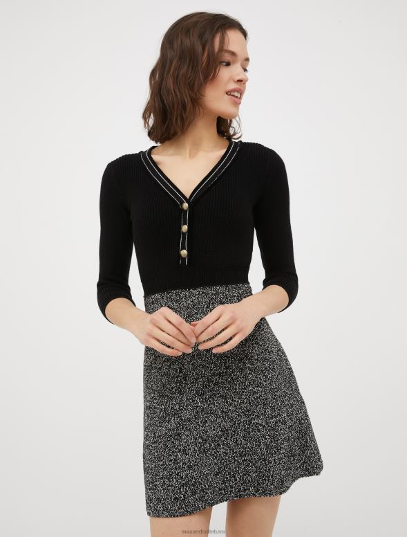 apģērbu 8VJP119 melns ribu trikotāžas kleita sievietes MAX&Co.