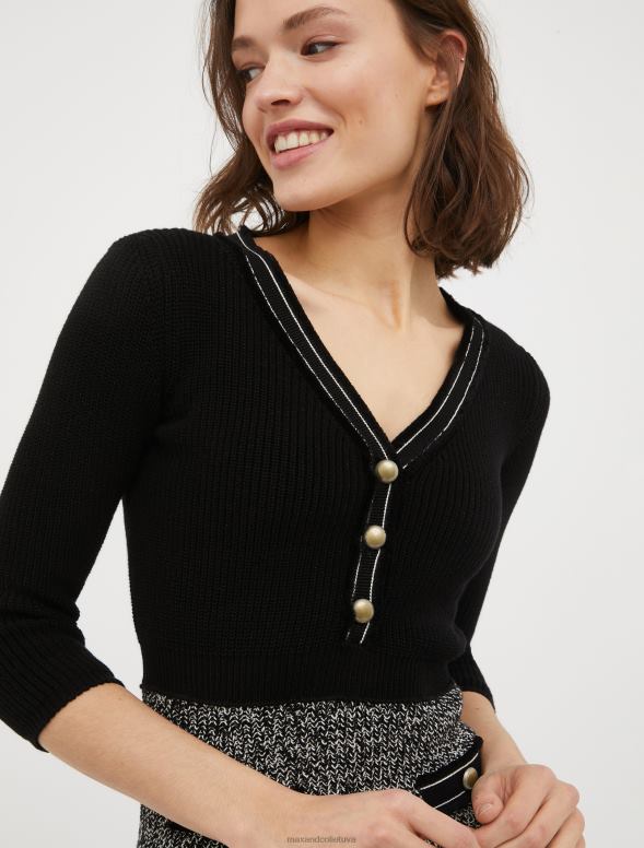 apģērbu 8VJP119 melns ribu trikotāžas kleita sievietes MAX&Co.