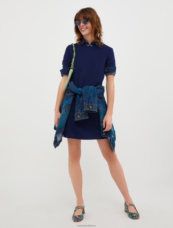 apģērbu 8VJP120 Ķīnas zils teksturētas elastīga džersija kleita sievietes MAX&Co.