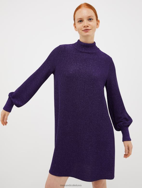 apģērbu 8VJP121 violets rievota lureksa maiņas kleita sievietes MAX&Co.