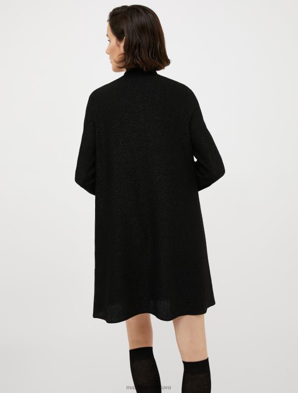 apģērbu 8VJP122 melns rievota lureksa maiņas kleita sievietes MAX&Co.