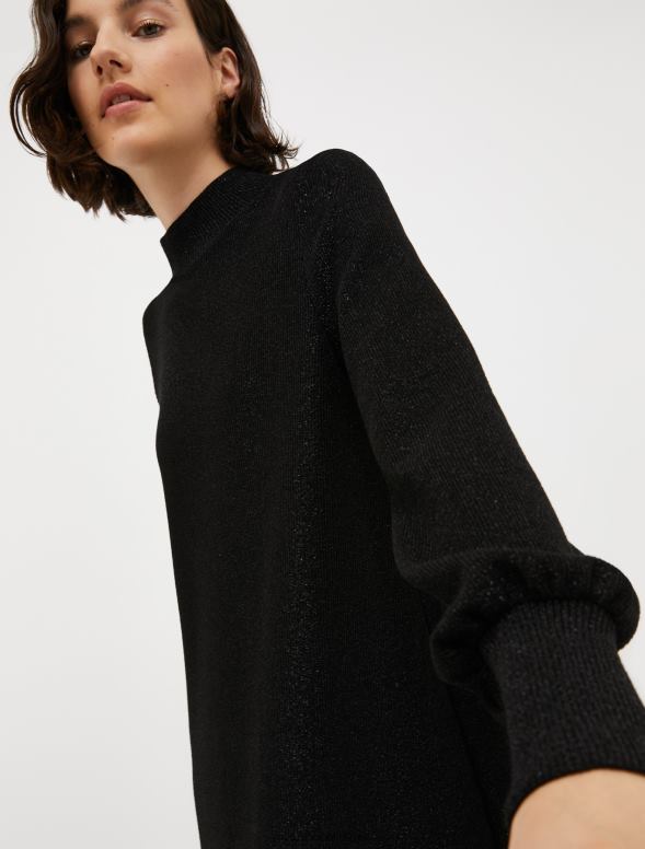 apģērbu 8VJP122 melns rievota lureksa maiņas kleita sievietes MAX&Co.