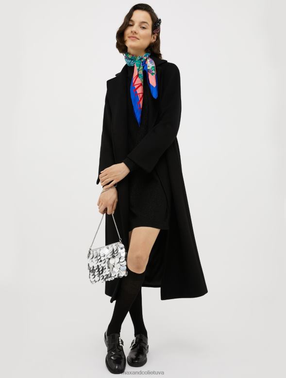 apģērbu 8VJP122 melns rievota lureksa maiņas kleita sievietes MAX&Co.