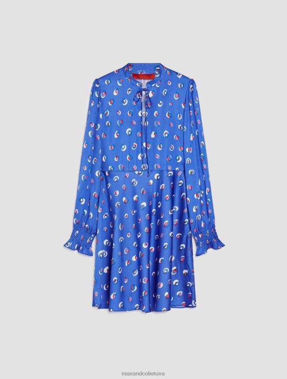 apģērbu 8VJP126 zaļš raksts satīna kleita ar ziedu rakstu sievietes MAX&Co.