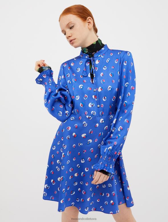 apģērbu 8VJP126 zaļš raksts satīna kleita ar ziedu rakstu sievietes MAX&Co.