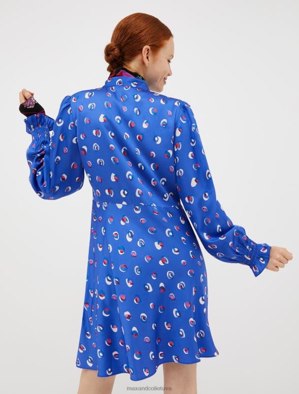 apģērbu 8VJP126 zaļš raksts satīna kleita ar ziedu rakstu sievietes MAX&Co.