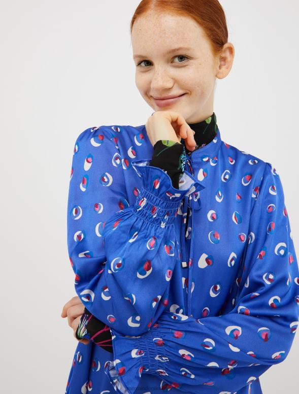 apģērbu 8VJP126 zaļš raksts satīna kleita ar ziedu rakstu sievietes MAX&Co.