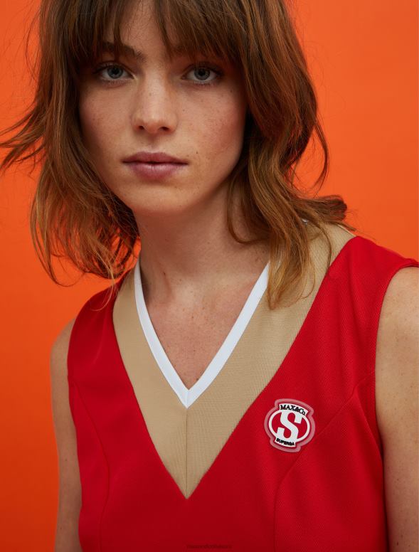 apģērbu 8VJP127 sarkans superga kokvilnas-pikē kleita sievietes MAX&Co.