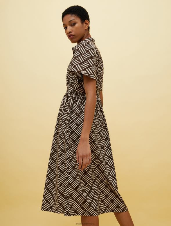 apģērbu 8VJP128 brūns raksts cilvēki, vietas, krāsa kreklu kleita sievietes MAX&Co.