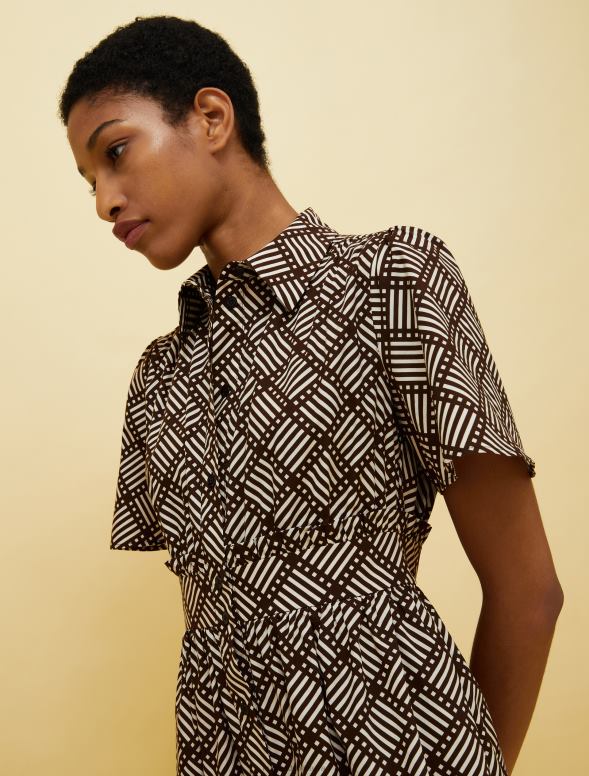 apģērbu 8VJP128 brūns raksts cilvēki, vietas, krāsa kreklu kleita sievietes MAX&Co.