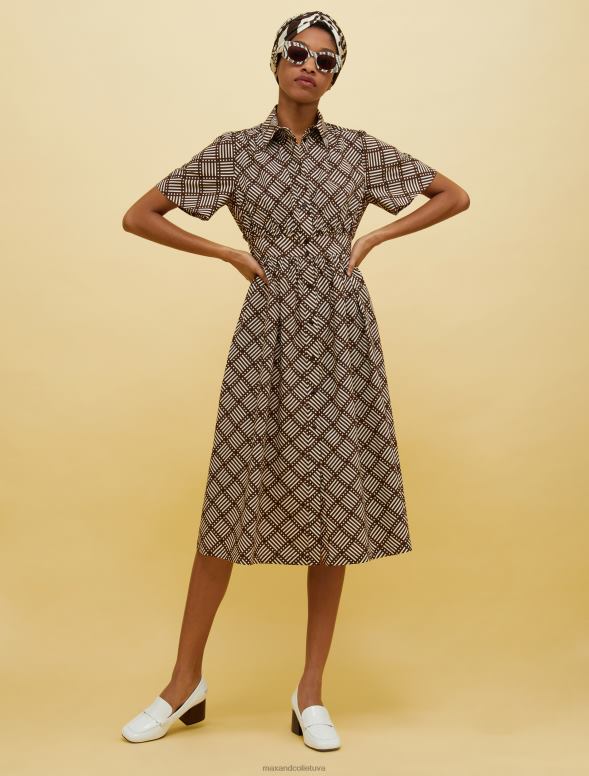 apģērbu 8VJP128 brūns raksts cilvēki, vietas, krāsa kreklu kleita sievietes MAX&Co.