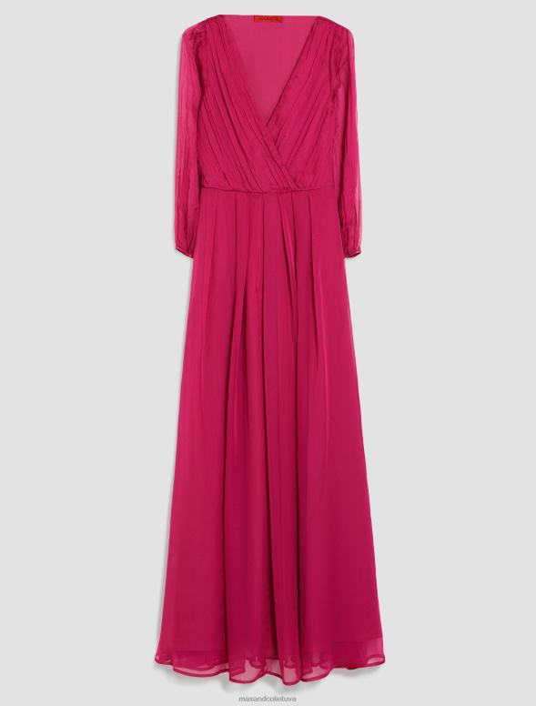 apģērbu 8VJP129 fuksija kroku šifona maxi kleita sievietes MAX&Co.