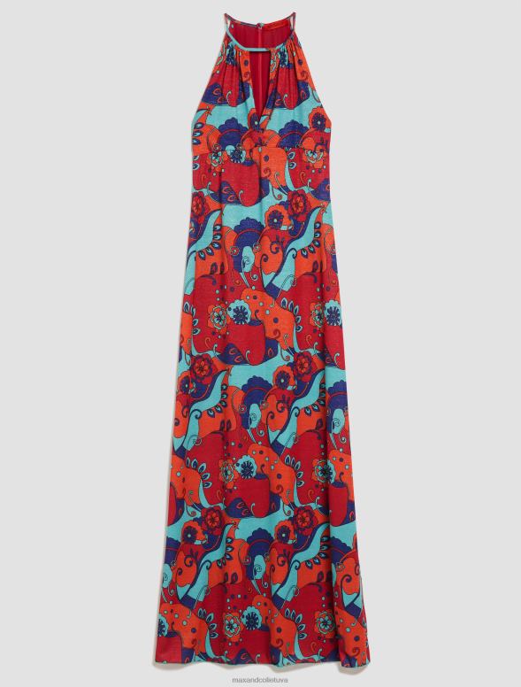 apģērbu 8VJP12 fuksijas raksts lurex jersey maxi kleita sievietes MAX&Co.