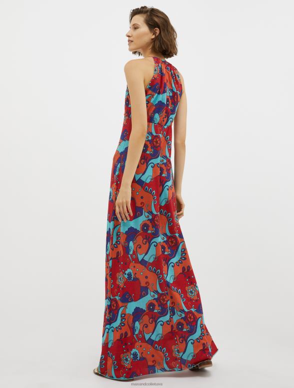 apģērbu 8VJP12 fuksijas raksts lurex jersey maxi kleita sievietes MAX&Co.