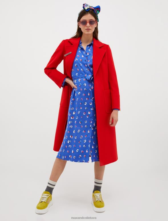 apģērbu 8VJP131 zaļš raksts rakstaina satīna kreklkleita sievietes MAX&Co.