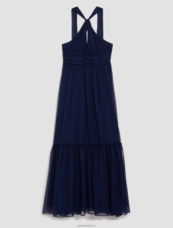 apģērbu 8VJP138 pusnakts zils šifona maxi kleita sievietes MAX&Co.