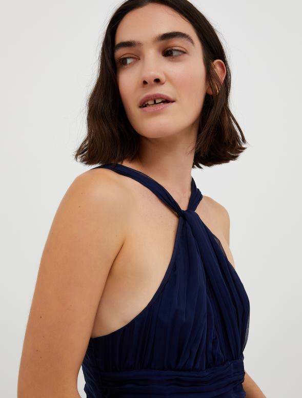 apģērbu 8VJP138 pusnakts zils šifona maxi kleita sievietes MAX&Co.