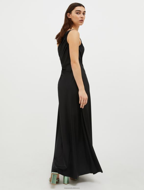 apģērbu 8VJP139 melns gara metāliska džersija kleita sievietes MAX&Co.