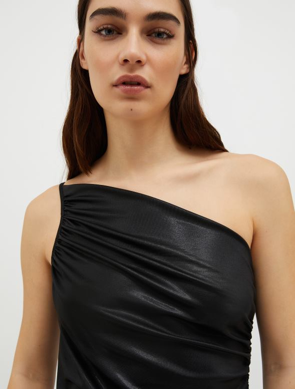 apģērbu 8VJP139 melns gara metāliska džersija kleita sievietes MAX&Co.