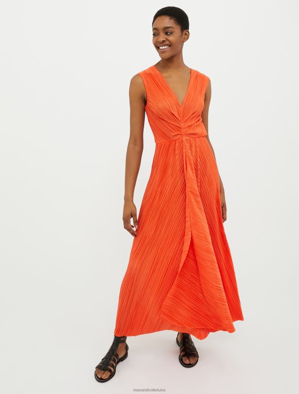 apģērbu 8VJP14 rūsa kroku džersija midi kleita sievietes MAX&Co.