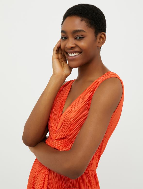 apģērbu 8VJP14 rūsa kroku džersija midi kleita sievietes MAX&Co.