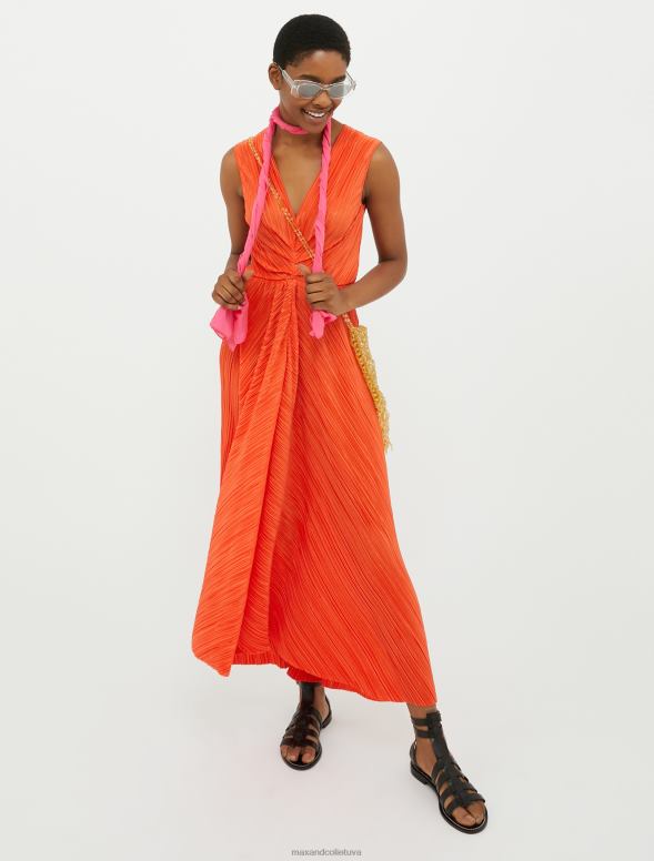 apģērbu 8VJP14 rūsa kroku džersija midi kleita sievietes MAX&Co.